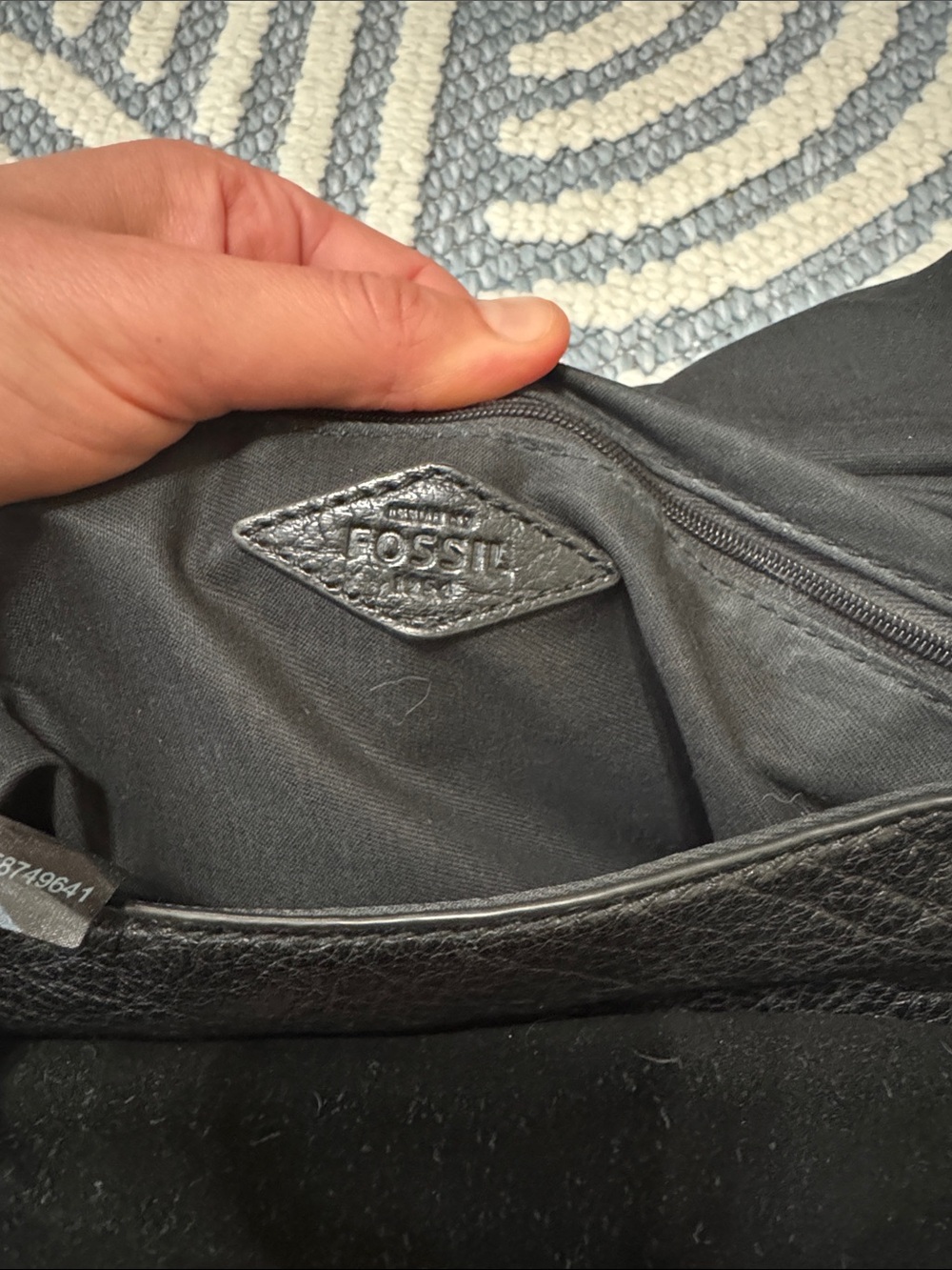 Fossil Peyton Black Pebbled Leather Crossbody Messenger Bag Adjustable Strap - Picture 11 of 11